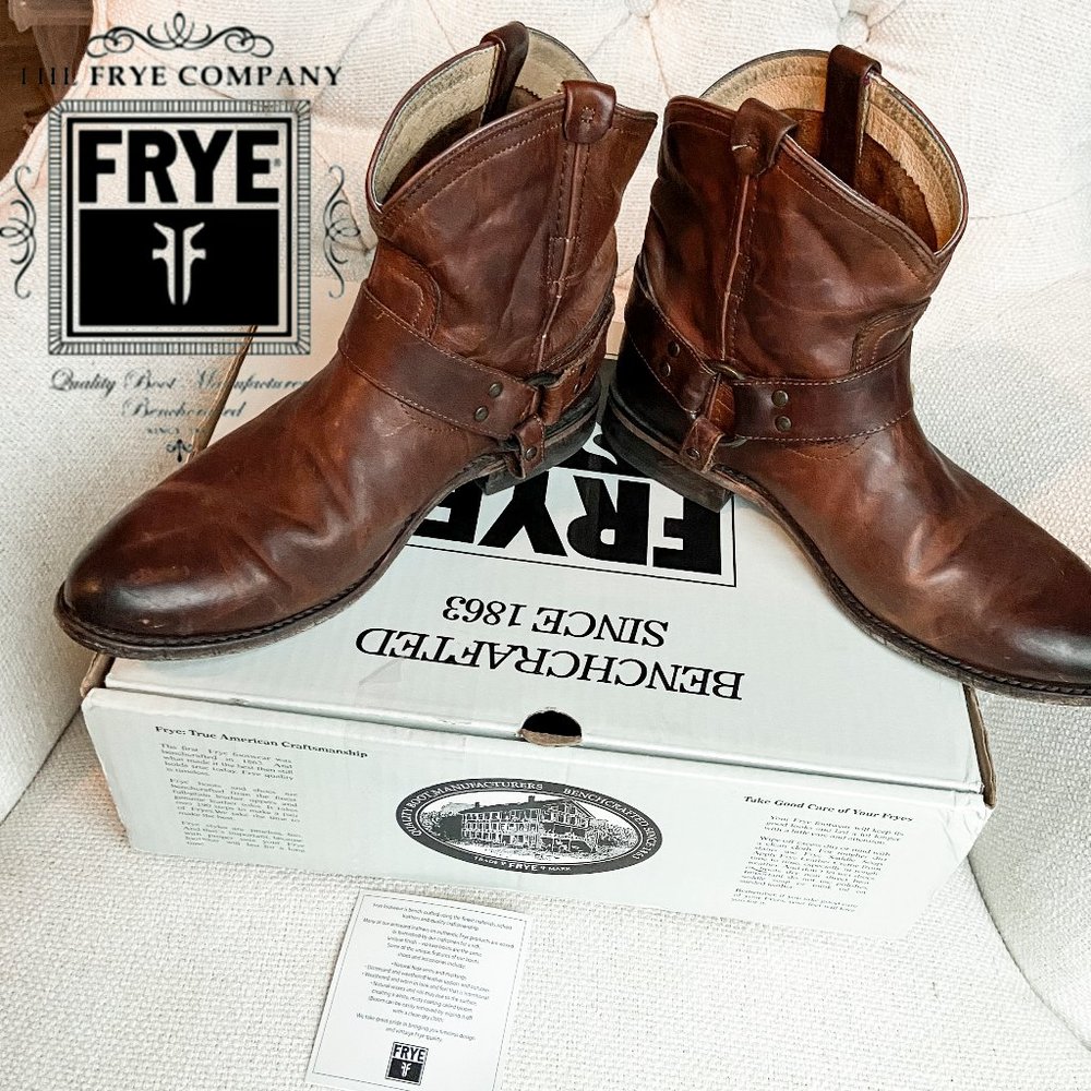 Frye Wyatt Short Leather Brown Booties 9.5 B